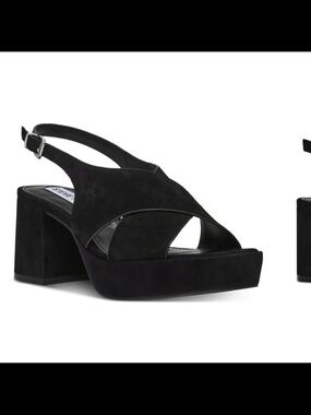 NWB Steve Madden women’s Y2K Mario platform slingback sandals size 8 black suede